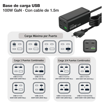 Carregador para Portátil CoolBox Estación Carga USB 100W Gan C+C+C+A S.Mesa - imagem 8