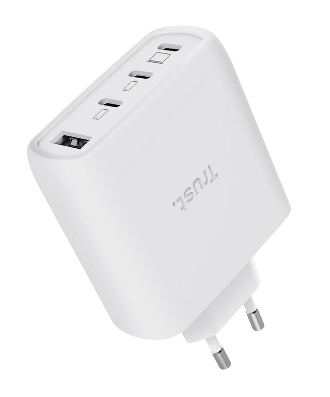 carregador de Pared GaN Trust Maxo 65W 26068/ 3xUSB Tipo-C/ 1xUSB/ Inclui cabo USB Tipo-C/ 65W