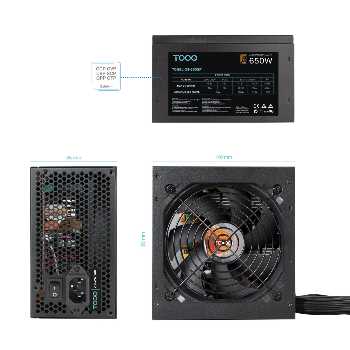 Fonte de Alimentação Tooq Fuente Alim.TQHELIOS-650SP 650W 80+ Bronze - imagem 8