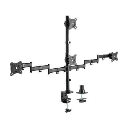 Suporte de mesa para 4 monitores de TV Aisens DT27TSR-379/ giratório, inclinável / 8kg