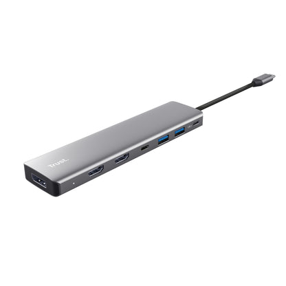 Docking USB Tipo-C Trust Dalyx/ 2xUSB/ 2xHDMI 4K/ 1xDisplayPort/ 1xUSB Tipo-C PD/ cinzento