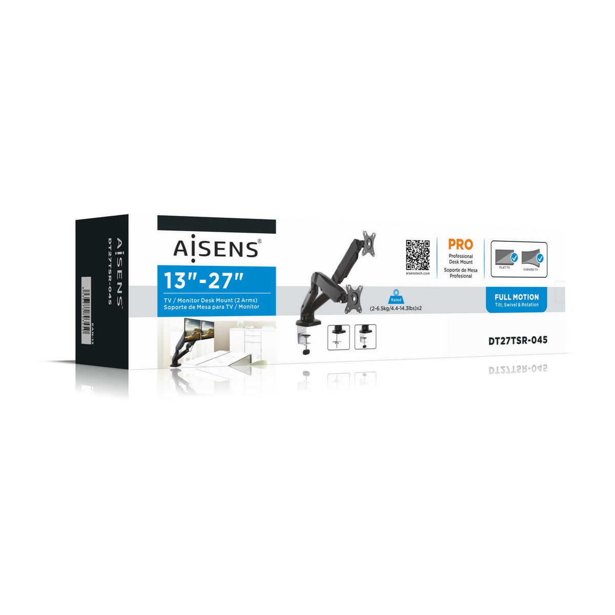 suporte de Mesa com Contrapeso para 2 Monitores Aisens DT27TSR-045/ Giratorio/ Inclinable/ Até 9kg