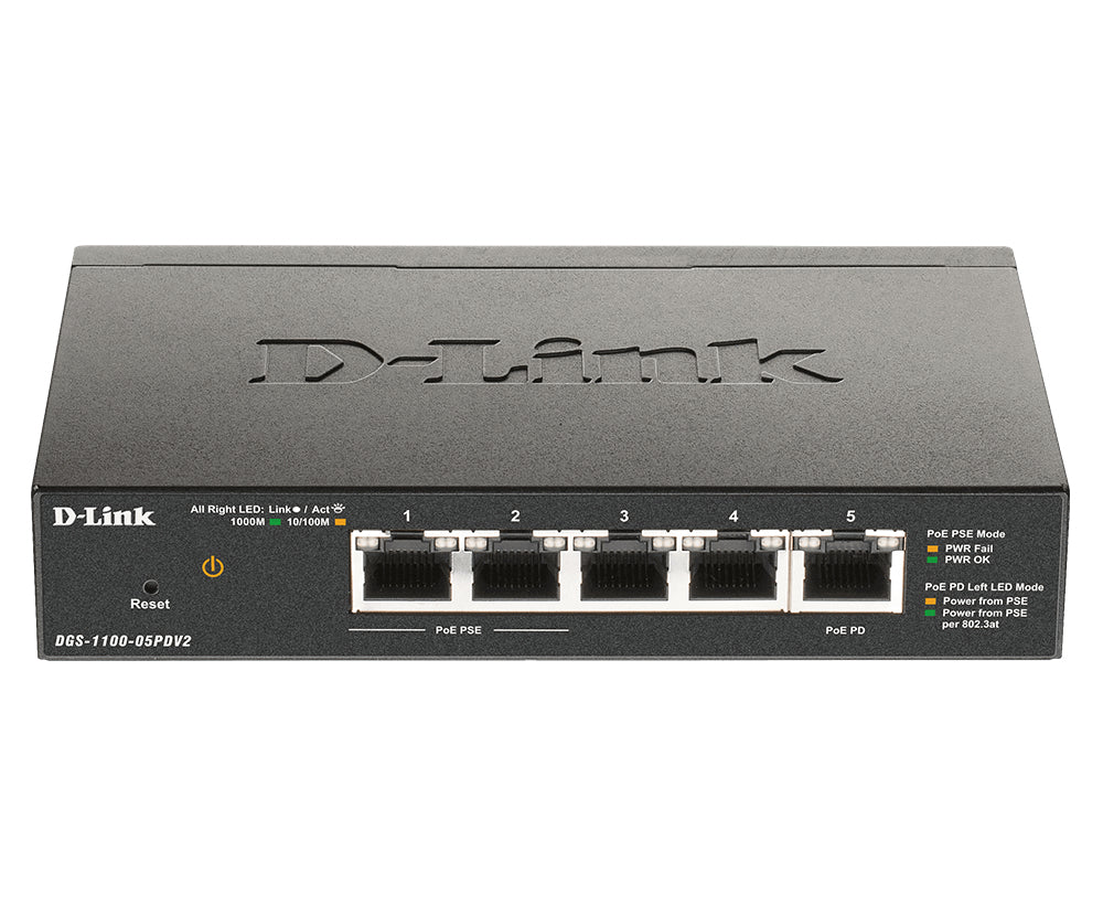 Switch de Rede D-Link DGS-1100-05PDV2 5xGb PoE 1xPD (18W)