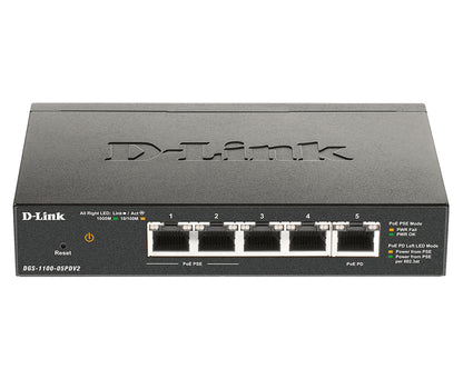 Switch de Rede D-Link DGS-1100-05PDV2 5xGb PoE 1xPD (18W)