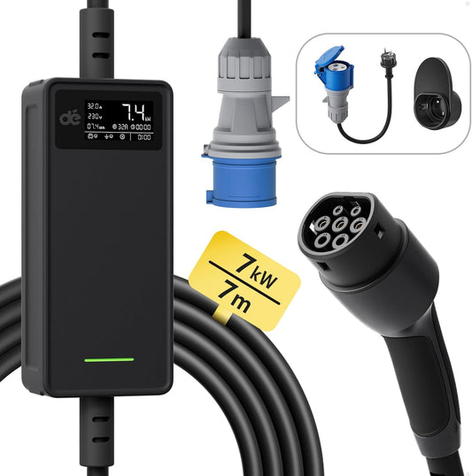Carregador de carro elétrico 7,4 kW [7 m, 6-32 A]  32 A