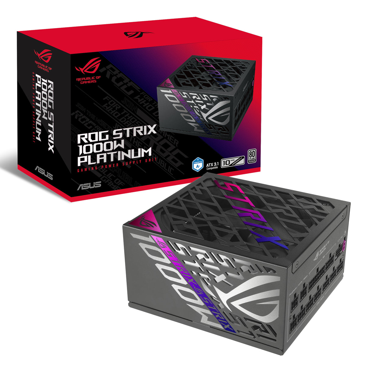 Fonte de Alimentação ASUS ROG Strix 1000W Platinum / 90YE00W1-B0NA00 preto, prateado - imagem 16