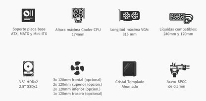 Caixa de Computador Coolbox Caja ATX GA700 DarkSide USB-C 3.2 G1 Crist - imagem 15