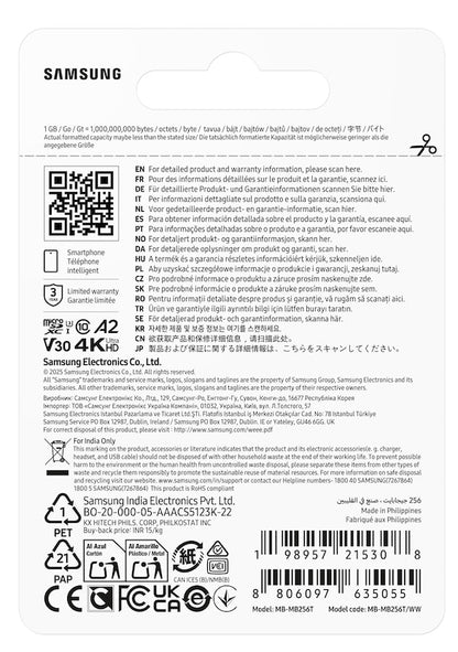 Cartão de Memória Samsung Micro SDXC T7 256GB clase10 U3 V30 A2 - imagem 6