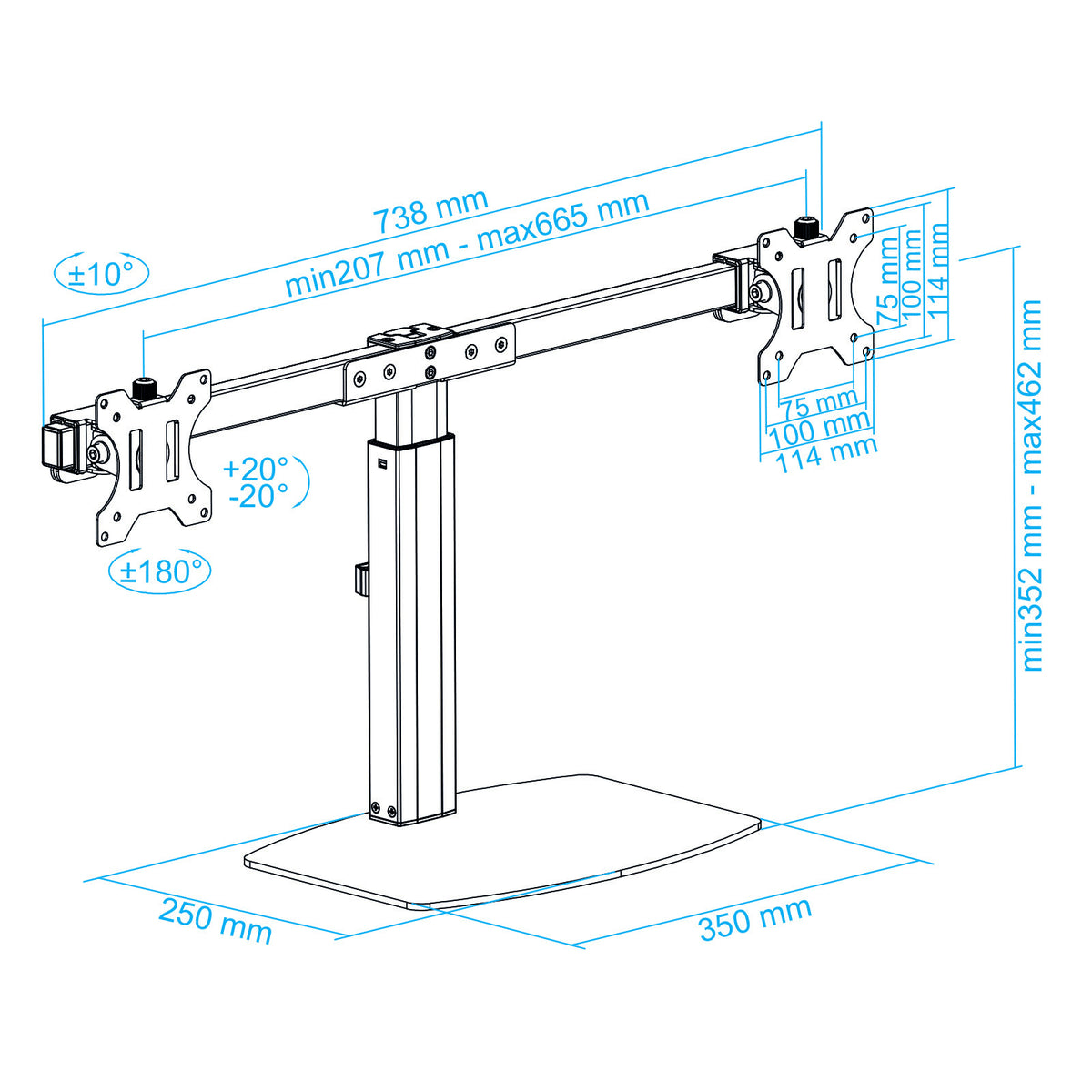 Suporte de Monitor Tooq DB1727TN-B Mesa 2Brazos 17-27 - imagem 17