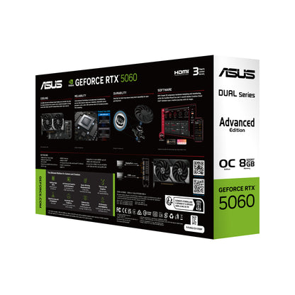 Tarjeta Gráfica Asus Dual GeForce RTX 5060 OC Edition Advanced/ 8GB GDDR7