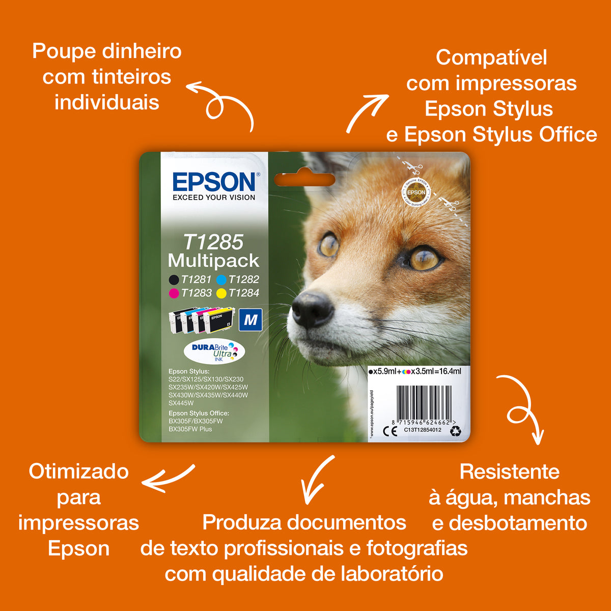 Epson Ink T1285 / C13T12854012 BK,C,M,e Multipack - imagem 5