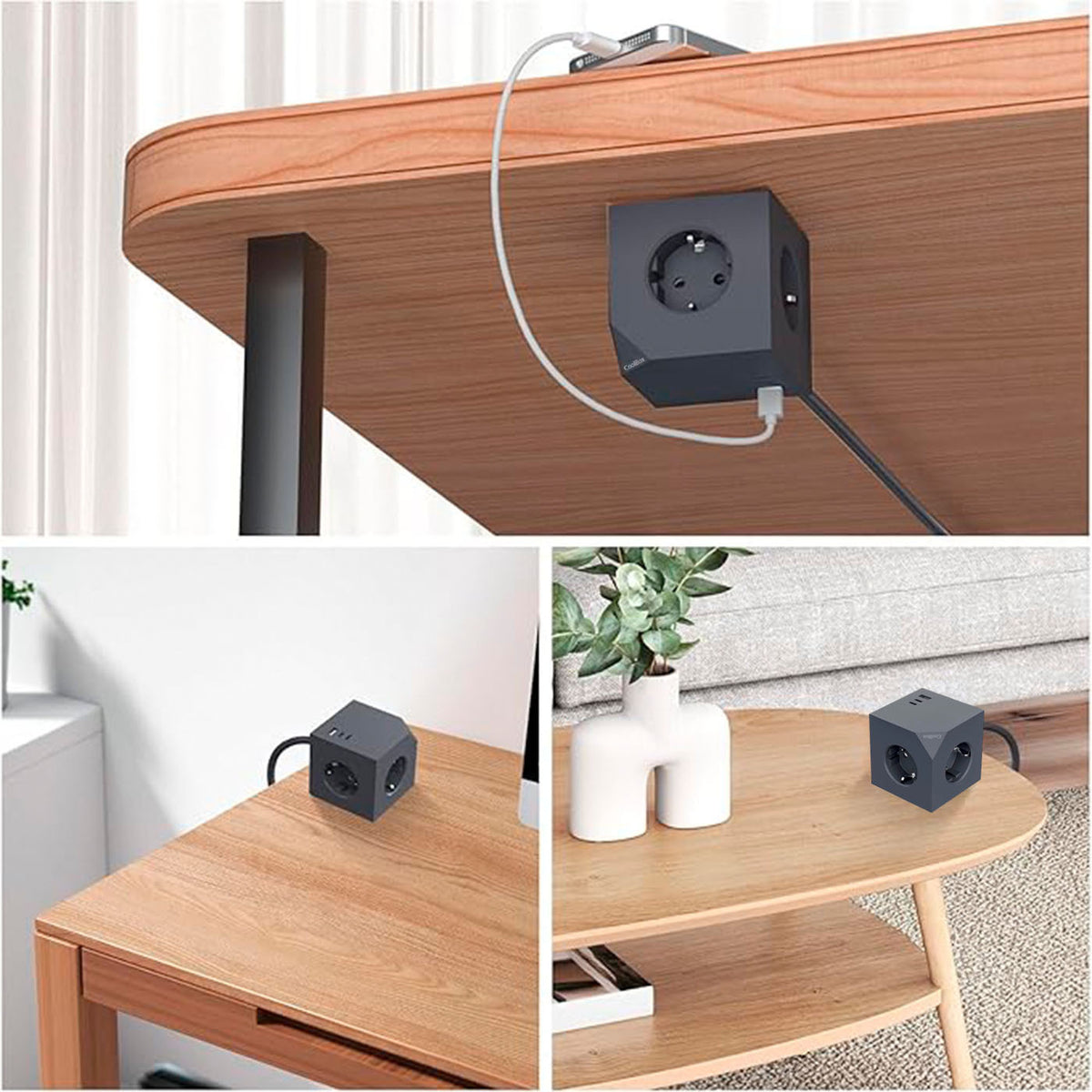 Coolbox CUBIK 3 Enchufes Cubo Magnético Carga USB - imagem 5