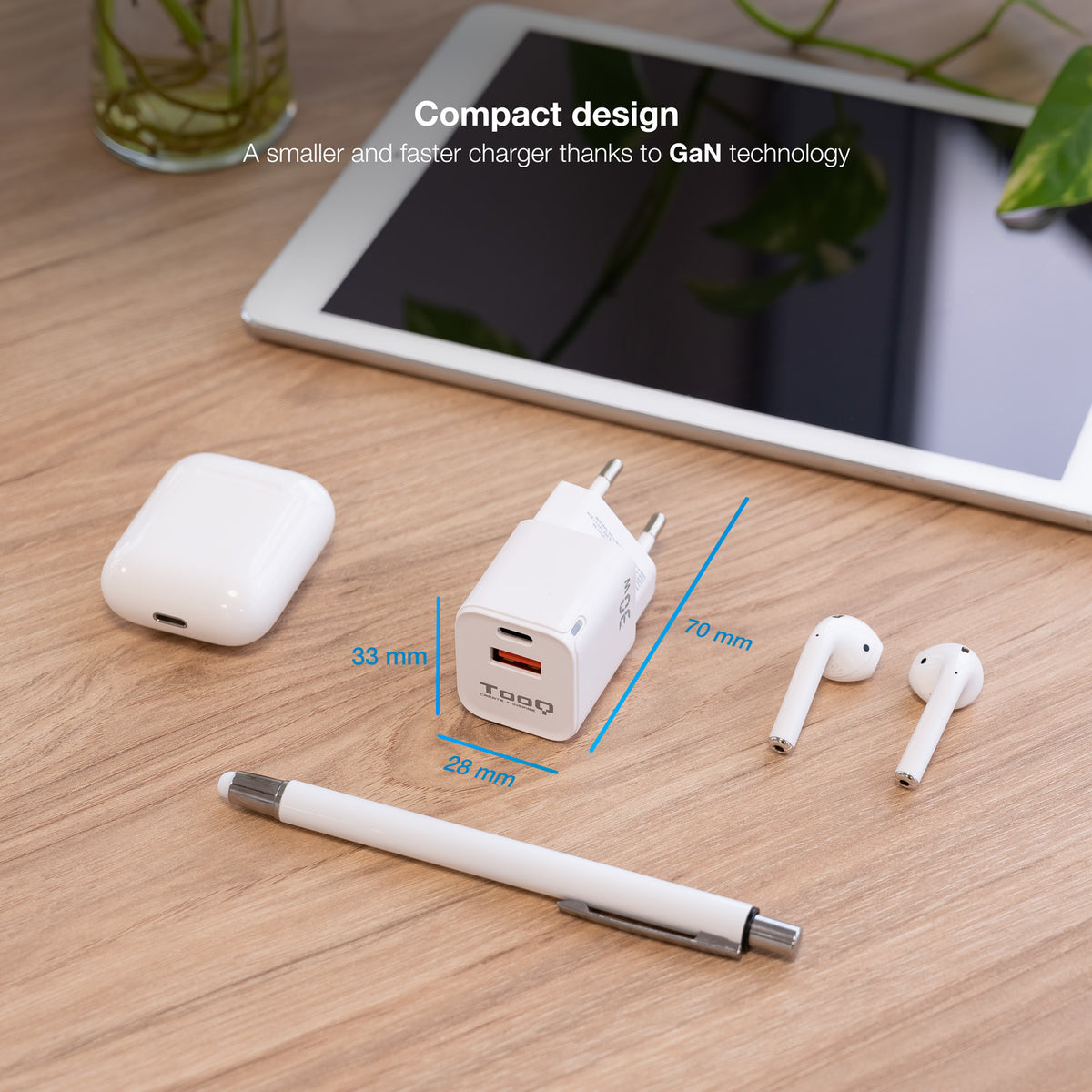 Carregador de Parede Tooq GAN USB-C/USB-A 30W - imagem 5