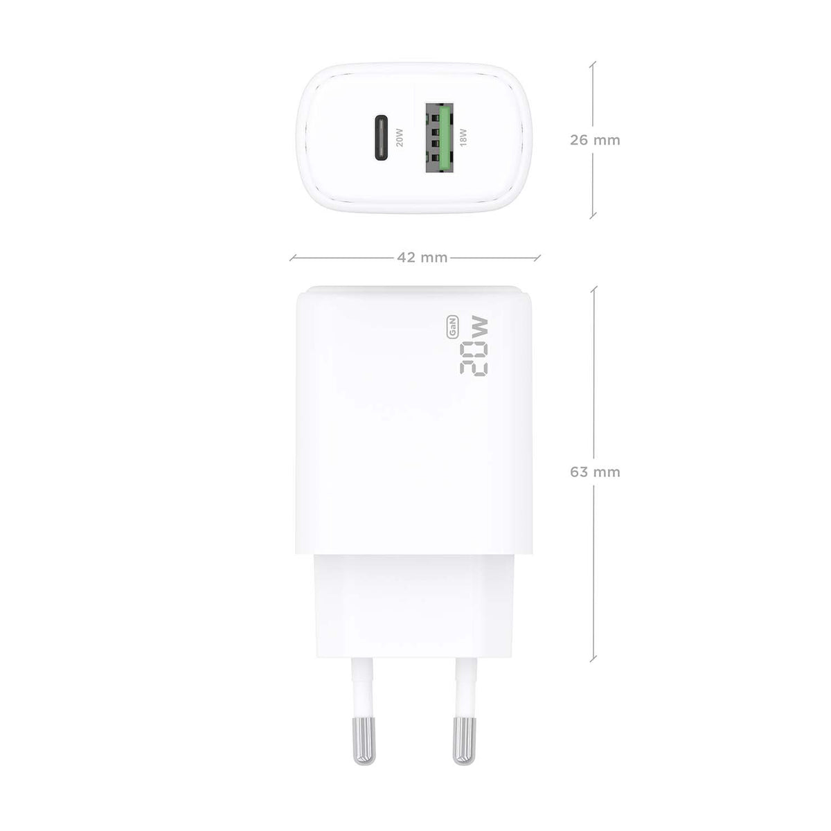 Carregador Aisens GaN 20W USB-C PD 3.0 USB-A QC3.0 - imagem 5