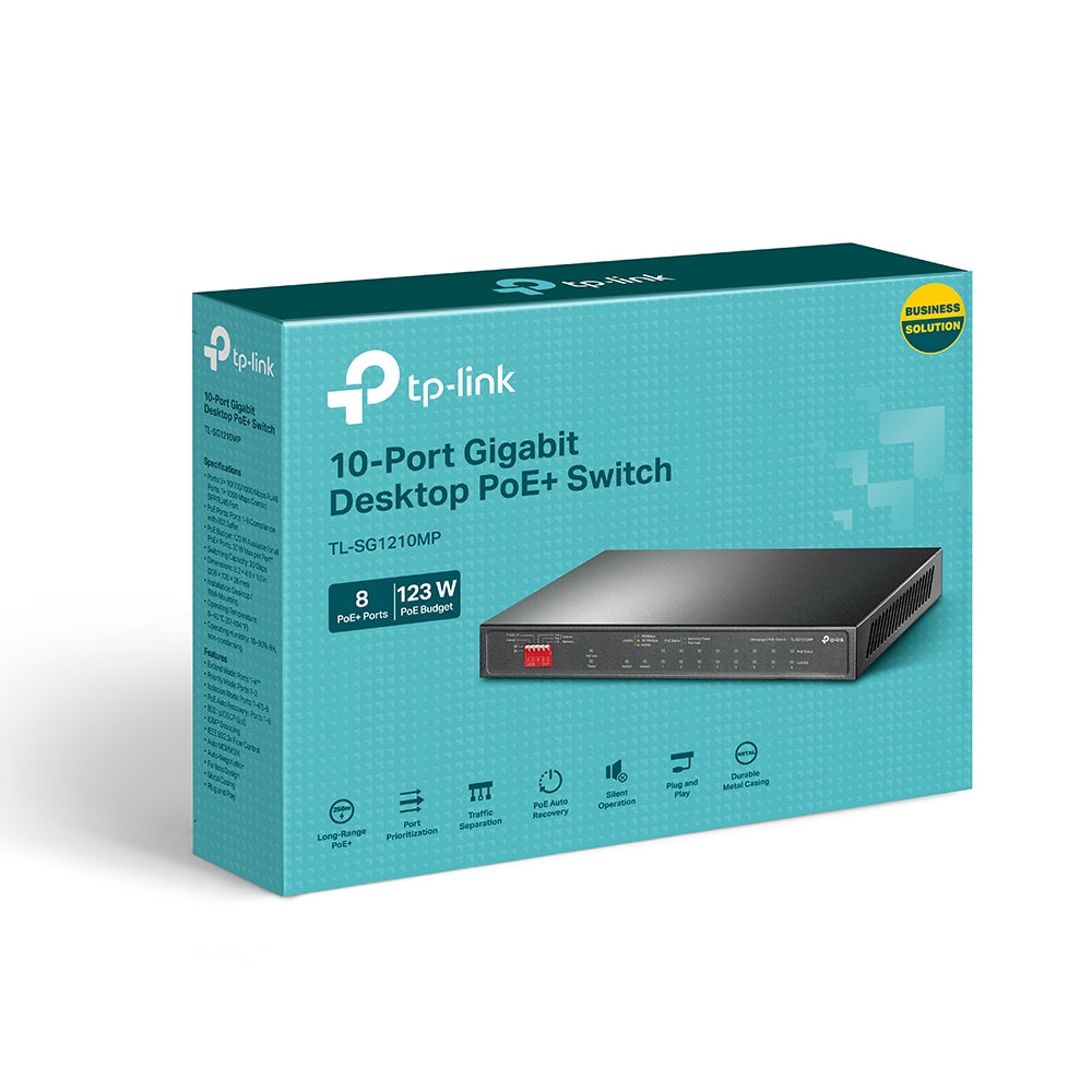 Switch TP-Link TL-SG1210MP 10 Portas/ RJ-45 10/100/1000/ PoE+