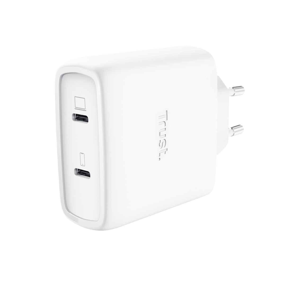 carregador de Pared GaN Trust Maxo 65W 25526/ 2xUSB Tipo-C/ Inclui cabo USB Tipo-C/ 65W