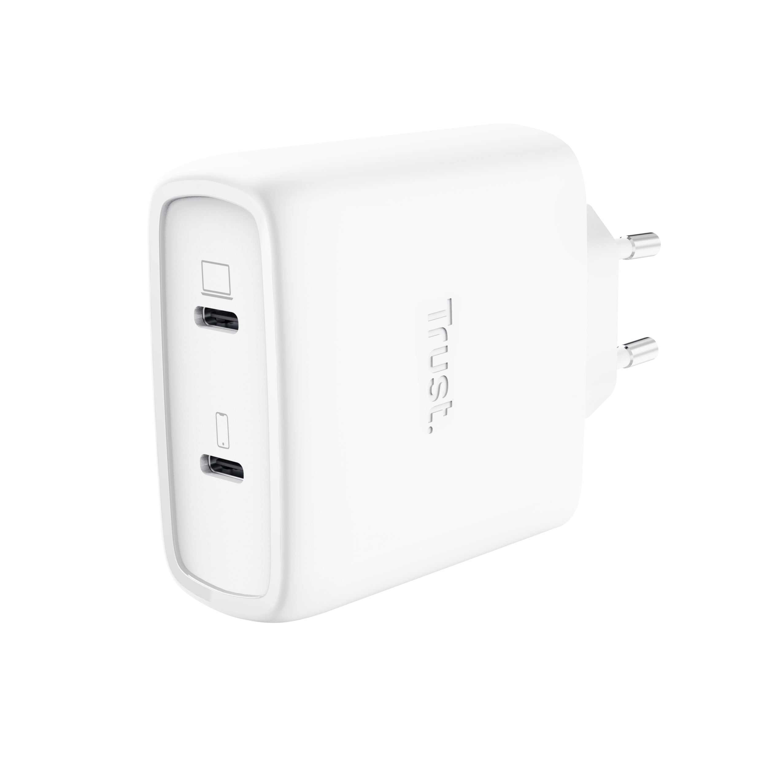 carregador de Pared GaN Trust Maxo 65W 25526/ 2xUSB Tipo-C/ Inclui cabo USB Tipo-C/ 65W