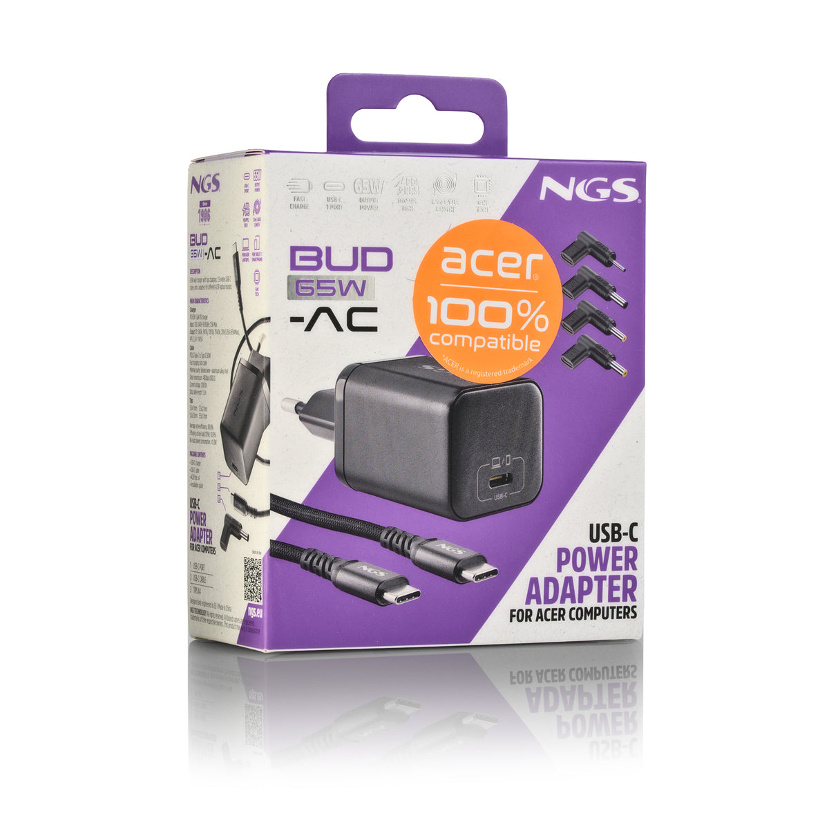 Carregador para Portátil NGS PACK CARGA USBC 65W+CABL 1,5M+5 CLAVIJ ACER - imagem 14