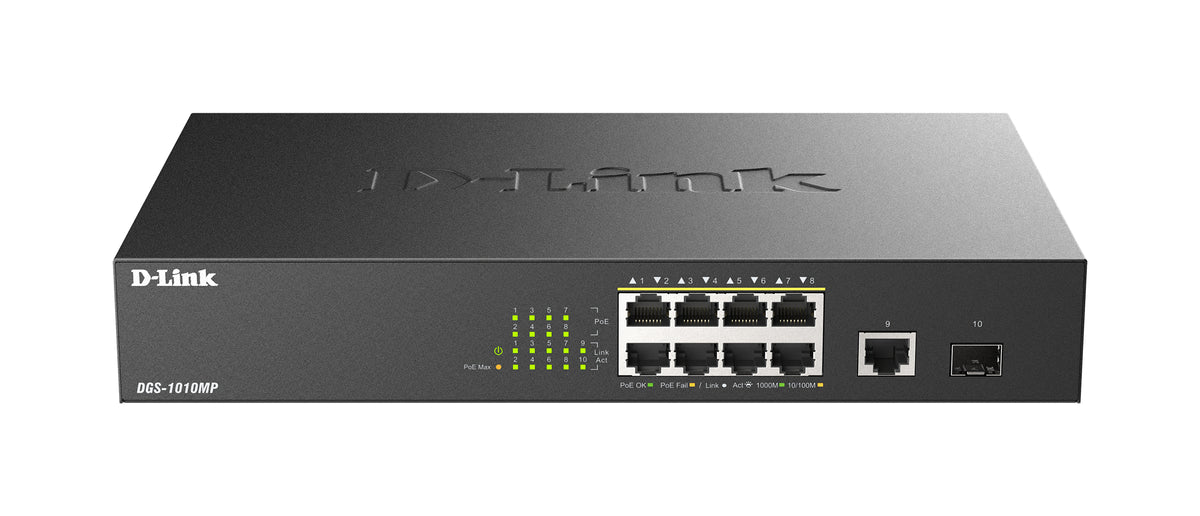 Switch de Rede D-Link DGS-1010MP/E 8xG PoE 1xG Up 1xG SFP