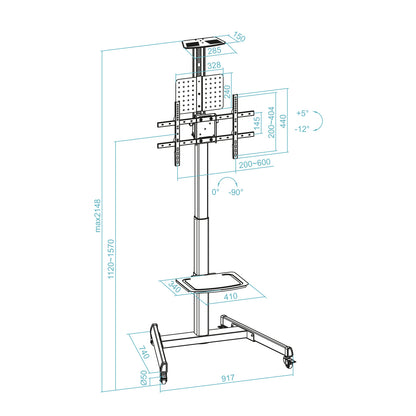 Suporte TV Tooq FS1184M-B ruedas Cometa 60"-100" 90º - imagem 12
