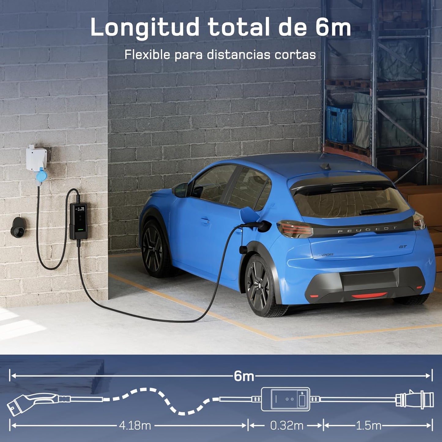 Carregador de carro elétrico 7,4 kW [6m, 6-32 A]  32 A