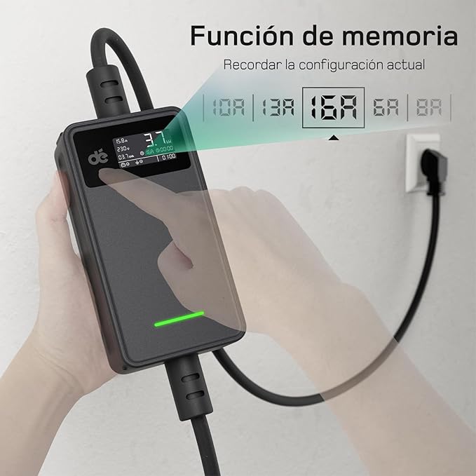 Carregador de carro elétrico de 3,7 kW [6 m, 6/8/10/13/16 A] com ecrã digital controlável