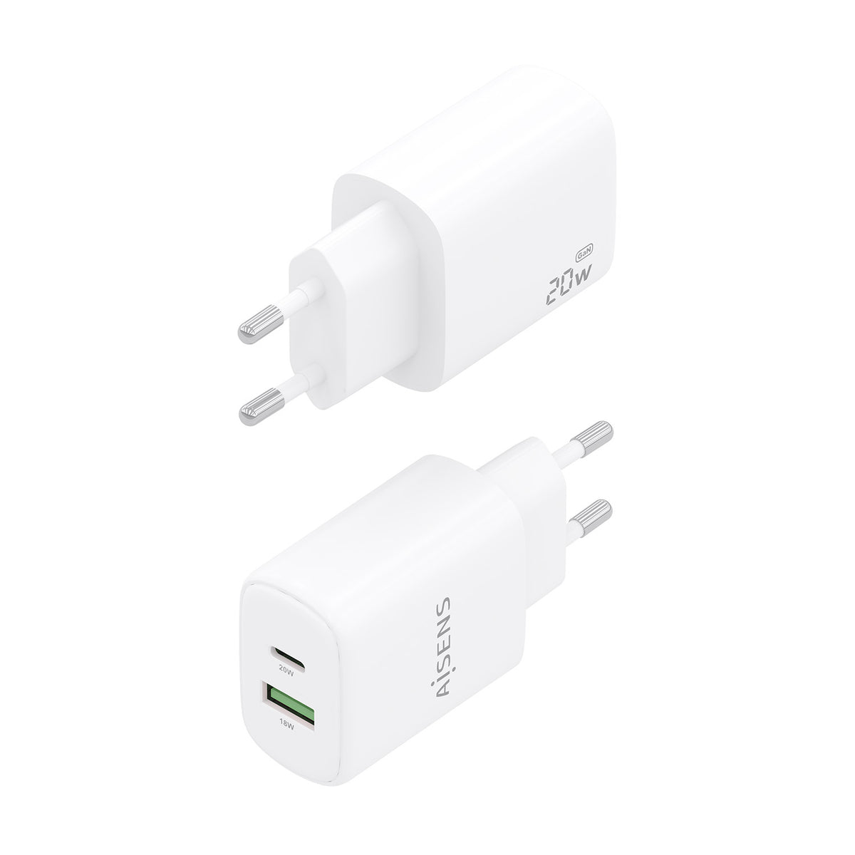 Carregador Aisens GaN 20W USB-C PD 3.0 USB-A QC3.0 - imagem 4
