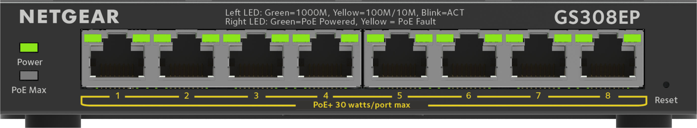 Switch Netgear GS308EP / GS308EP-100PES preto