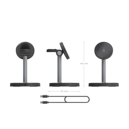 Carregador sem Fios Aisens USBC 15W 3 em 1 Preto - imagem 7