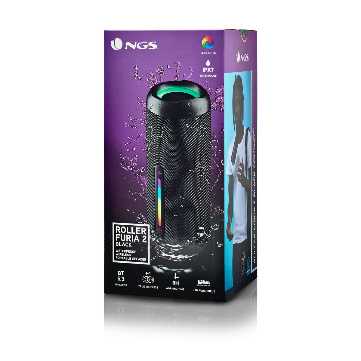 Coluna NGS RollerFuria2 BT Rgb IP67 Preto 30W - imagem 8
