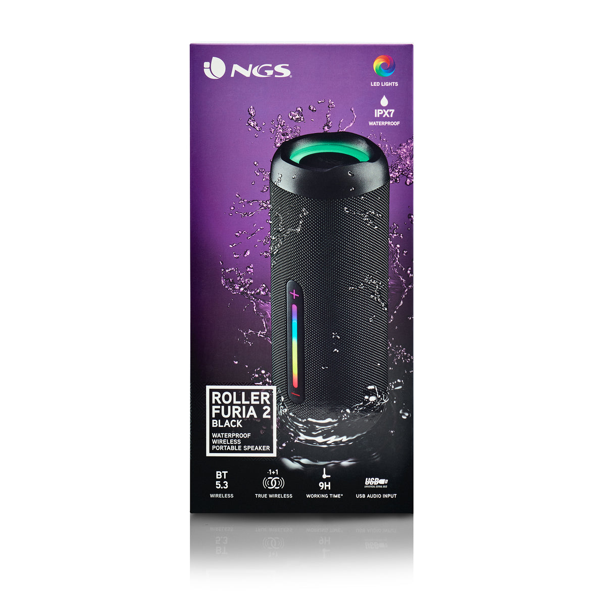 Coluna NGS RollerFuria2 BT Rgb IP67 Preto 30W - imagem 9
