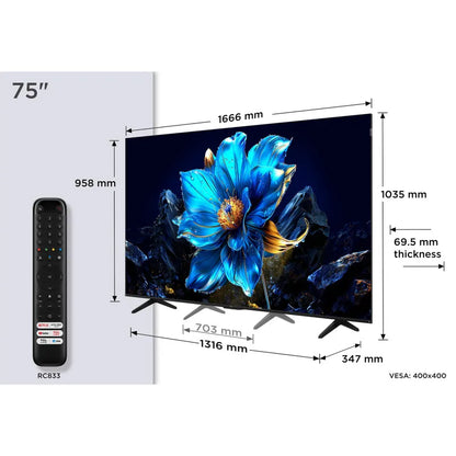Smart TV TCL 75P7K QLED 75" UHD 4K Google TV - 190cm