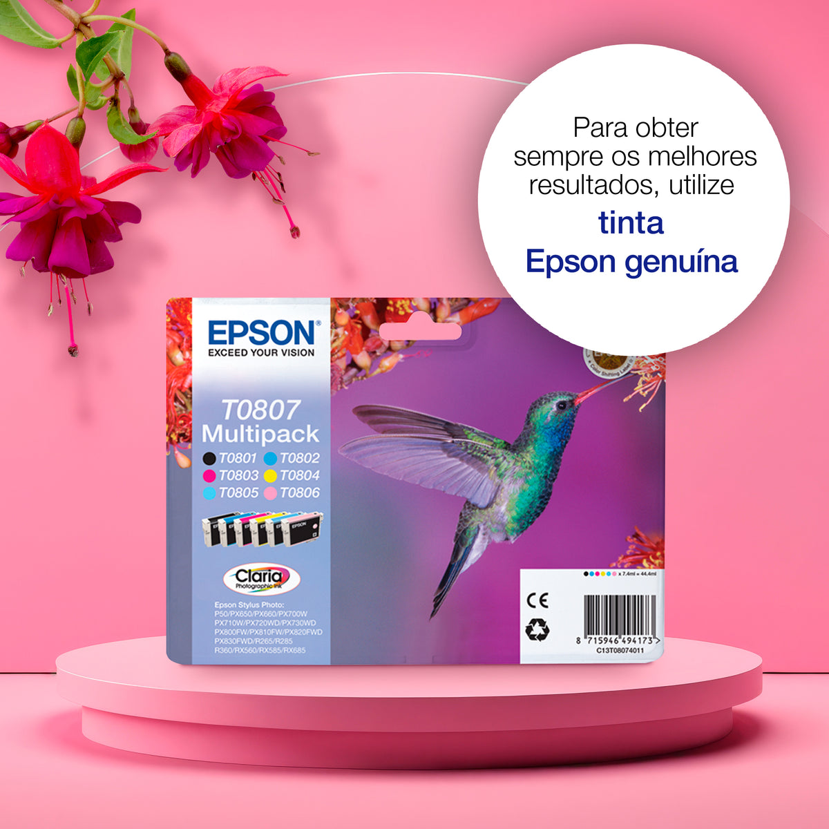 Epson Ink T0807 / C13T08074011 BK,C,M,e,LM,LC Multipack - imagem 6