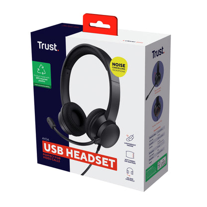 Auscultadores Trust Ayda/ com microfone/ USB/ preto