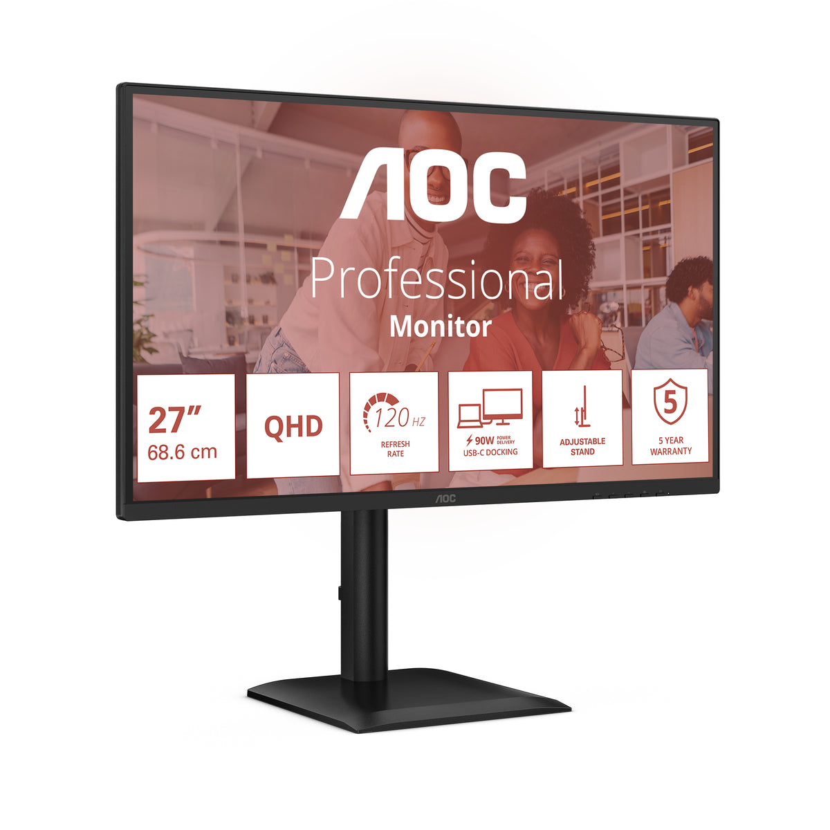 Monitor Profissional AOC Q27E4CV 27"/ QHD / Multimédia / Ajuste em altura