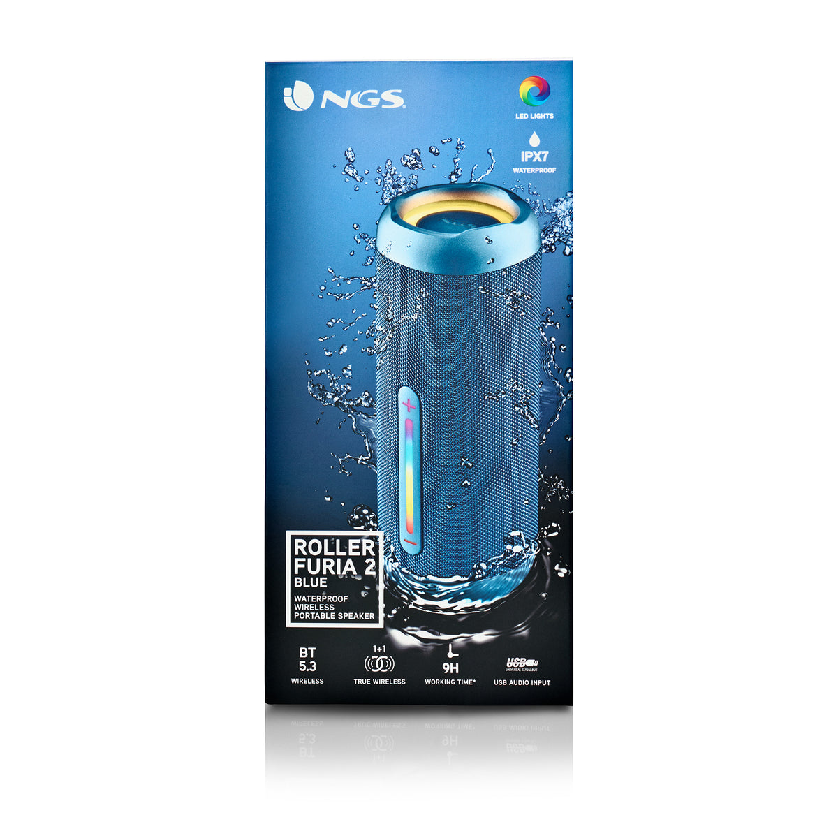 Coluna NGS RollerFuria2 BT Rgb IP67 Azul 30W - imagem 9