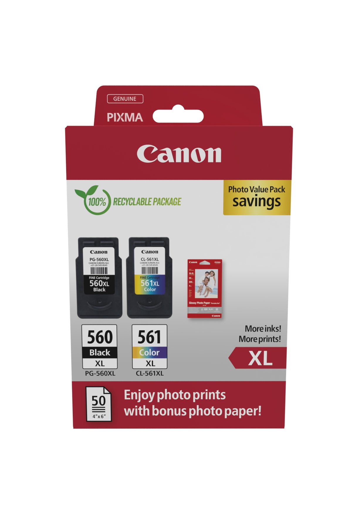 Canon Ink PG-560XL/CL-561XL / 3712C008 BK,C,M,e XL Multipack
