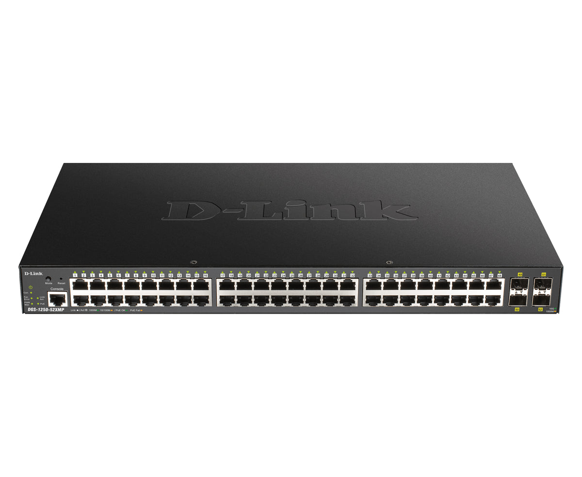 Switch de Rede D-Link DGS-1250-52XMP/E 48xG PoE+4x10G SFP+