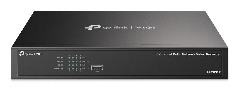 Gravador de Vídeo em Rede VIGI NVR1008H-8P Grabador IP Rack 01 HDD 08 C