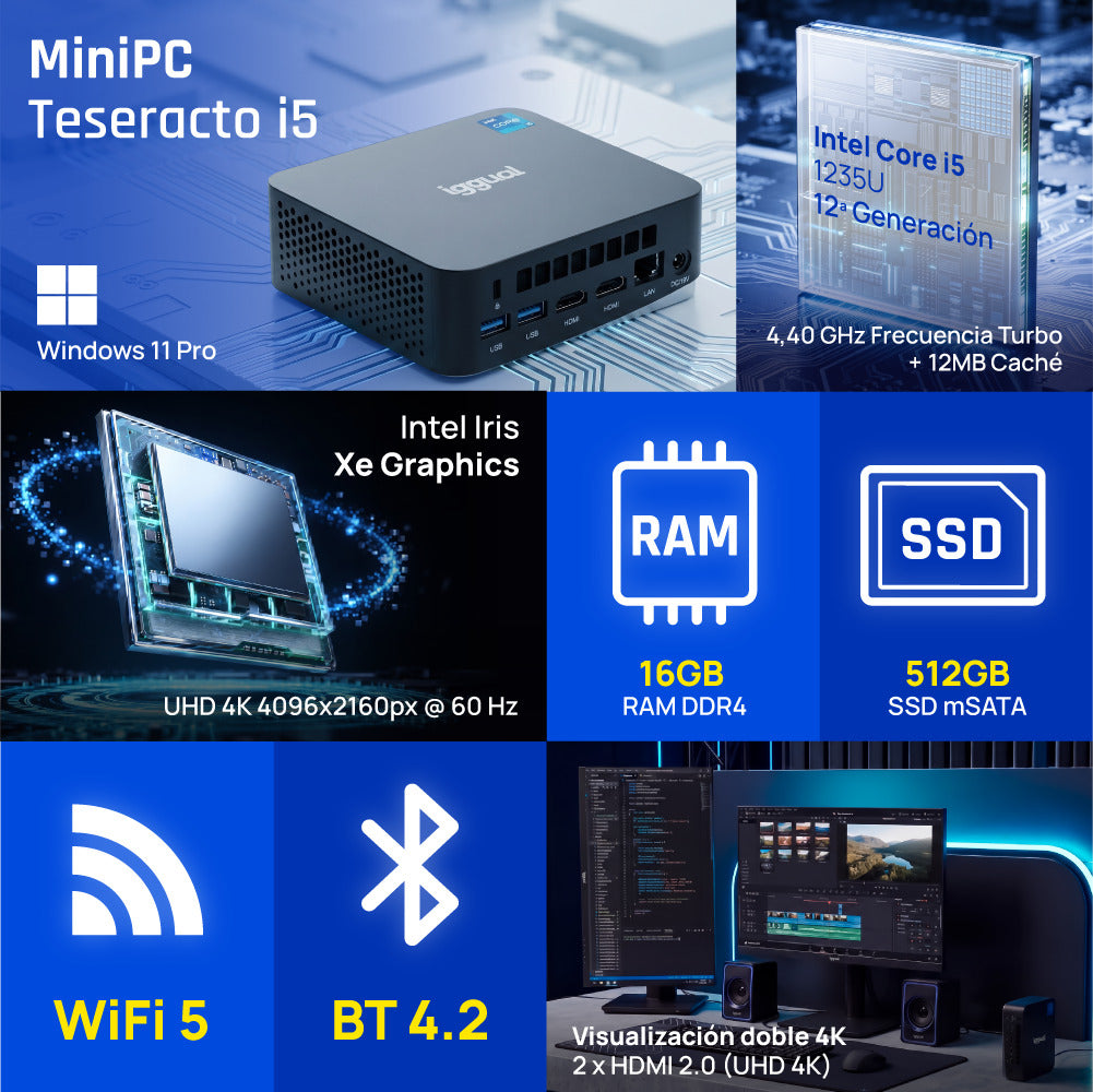 Computador iggual MiniPC Teseracto i5 1235U 16+512 2HDMI W11P - imagem 7