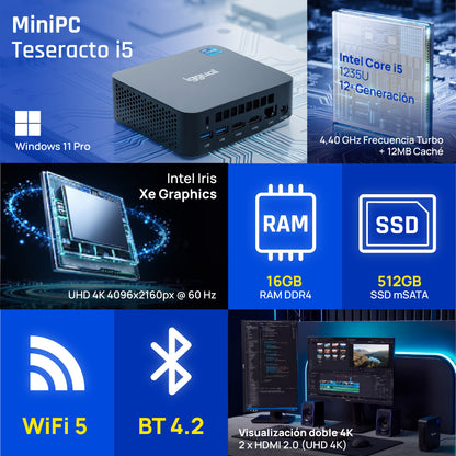 Computador iggual MiniPC Teseracto i5 1235U 16+512 2HDMI W11P - imagem 7