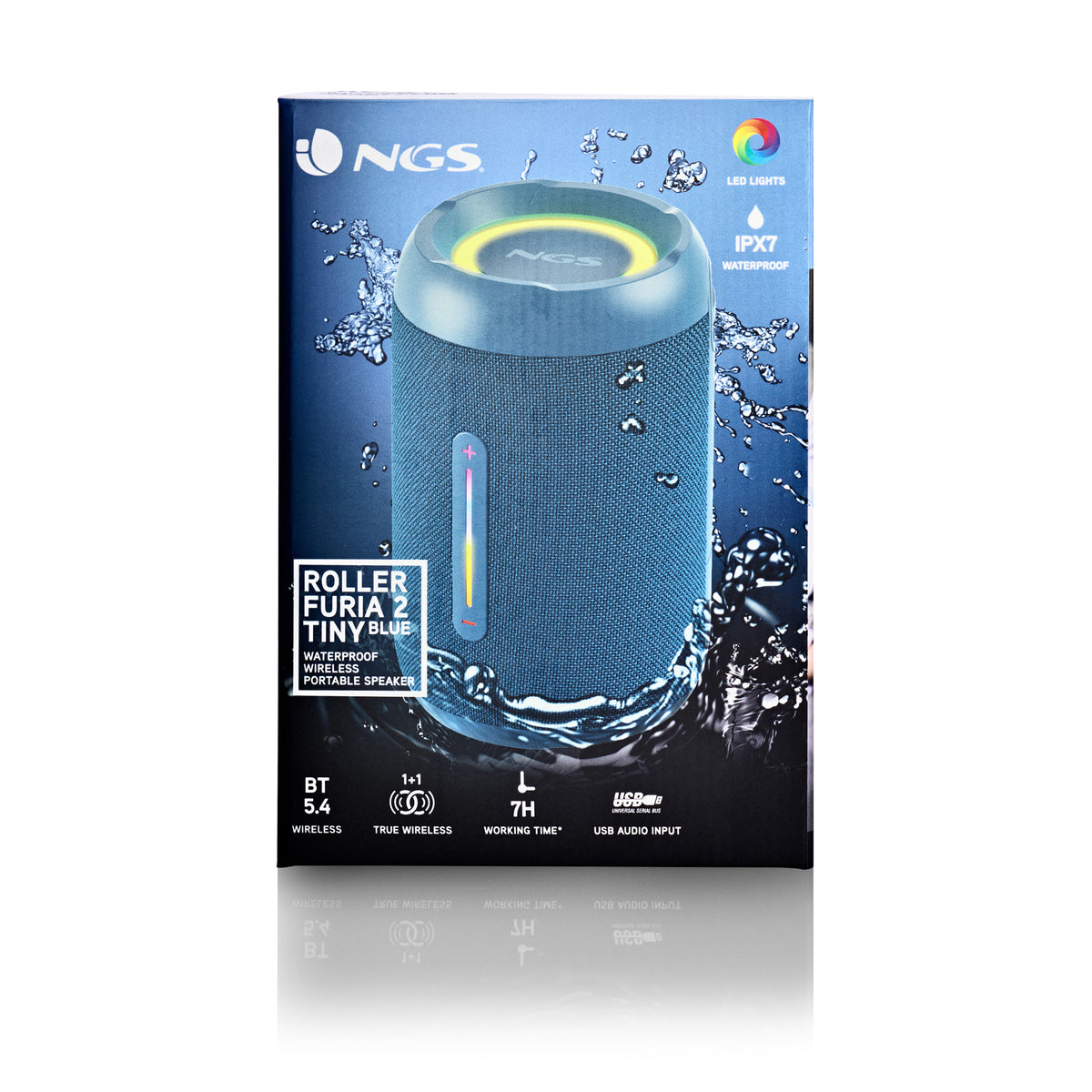 Coluna NGS Furia 2 azul BT Rgb IPX7 - imagem 9