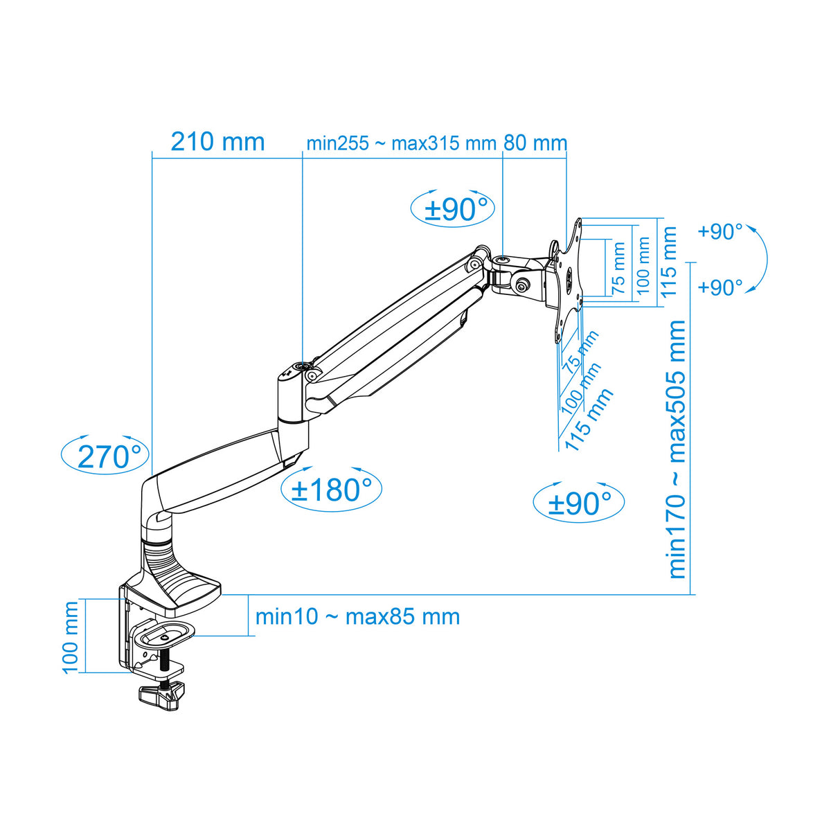 Suporte TV TooQ mesa incli/gira 1 brazo 13" a 32" - imagem 15