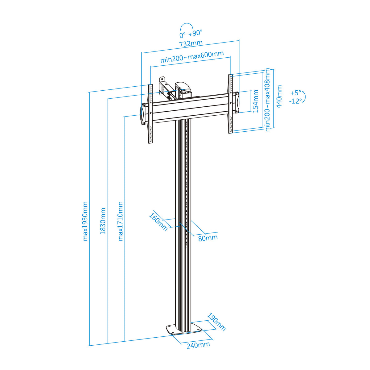Tooq FS2270M-B Soporte suelo fijo 37-70" - imagem 14