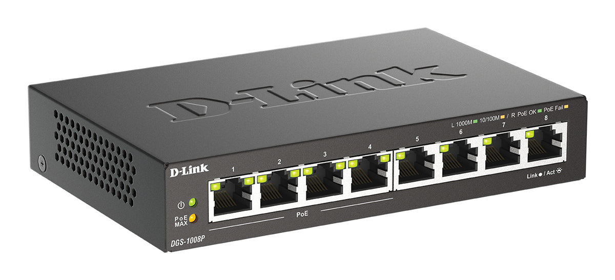 Switch de Rede D-Link DGS-1008P 8xGB 4xPoE - imagem 6