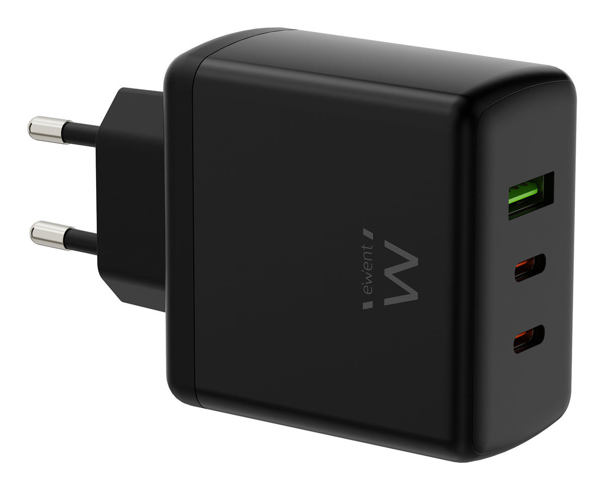 EWENT Carregador Gan Fast 65W 2 USB-C PD-1USB-A QC