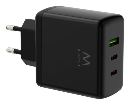 EWENT Carregador Gan Fast 65W 2 USB-C PD-1USB-A QC