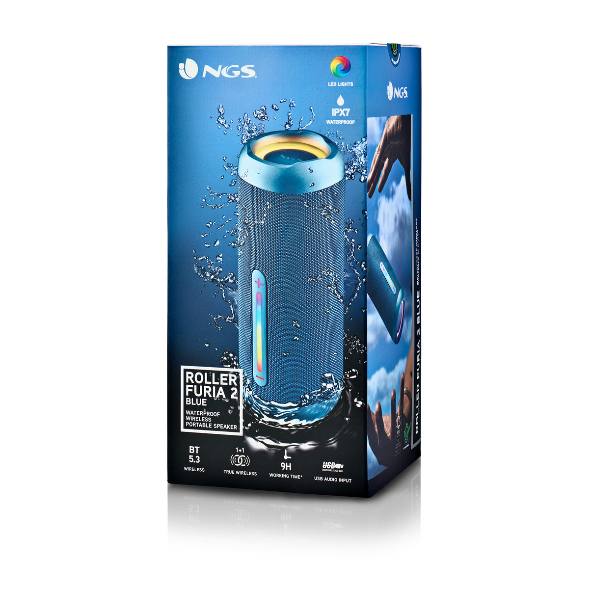 Coluna NGS RollerFuria2 BT Rgb IP67 Azul 30W - imagem 8