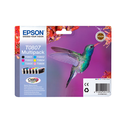 Epson Ink T0807 / C13T08074011 BK,C,M,e,LM,LC Multipack