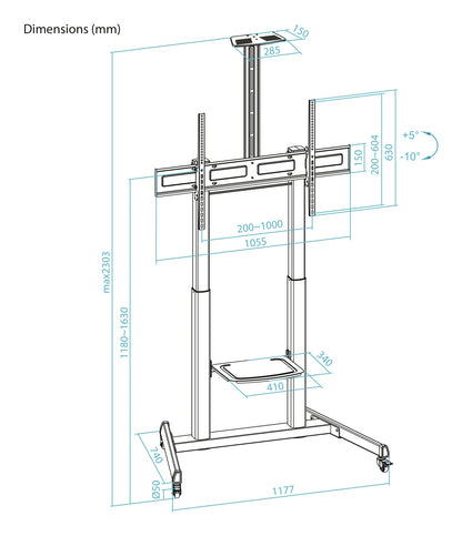 Suporte TV Tooq FS20406HM-B ruedas Aquiles 60-100" - imagem 12